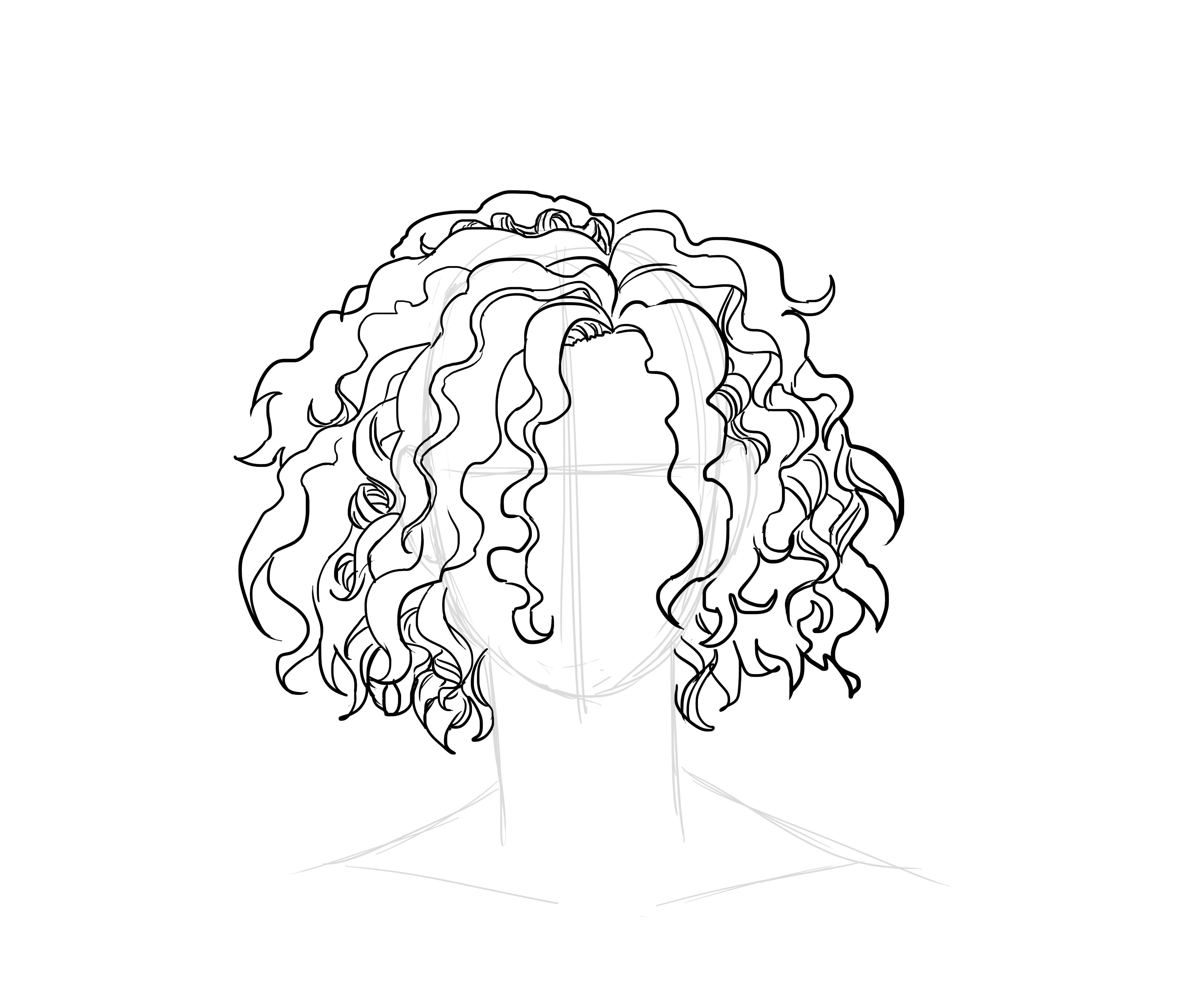 dessin final des cheveux courts et bouclés