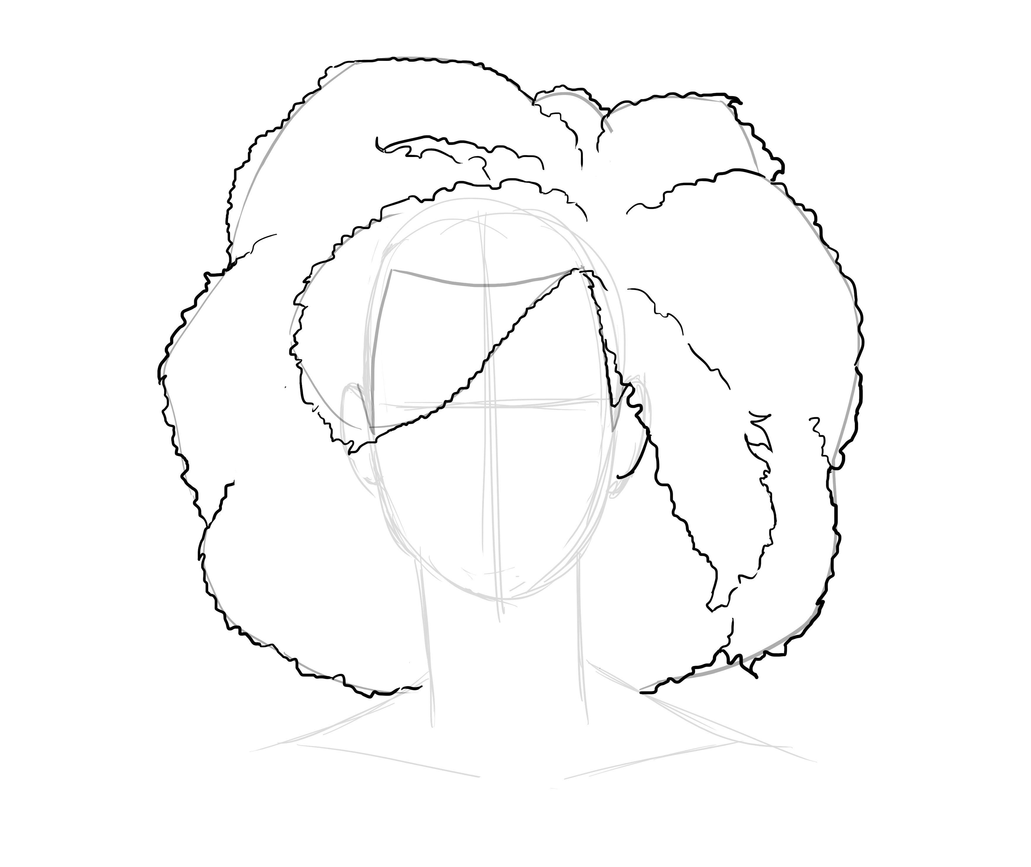 dessiner final des cheveux moyens et crépus