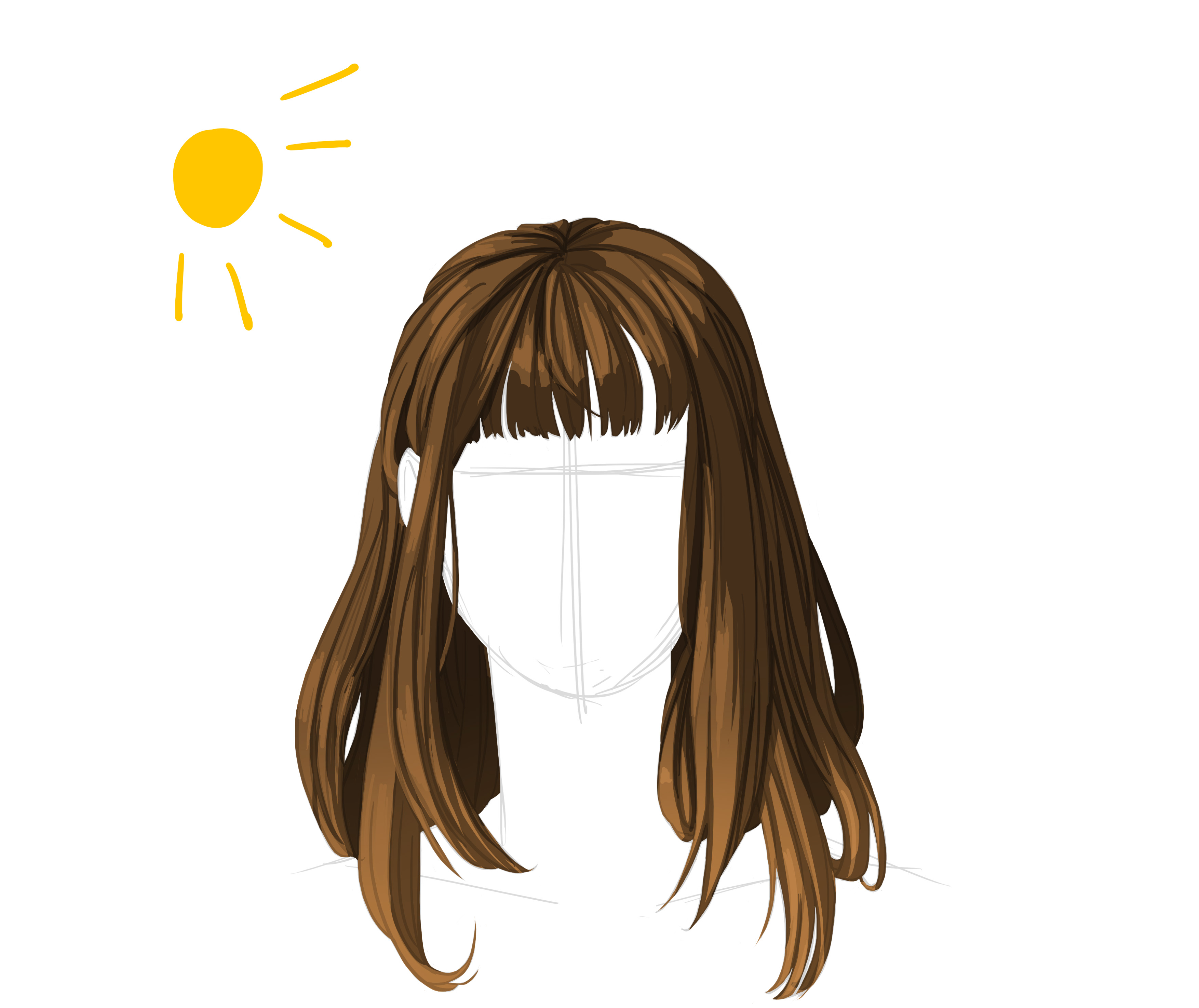 appliquer les reflets au dessin de cheveux lisses