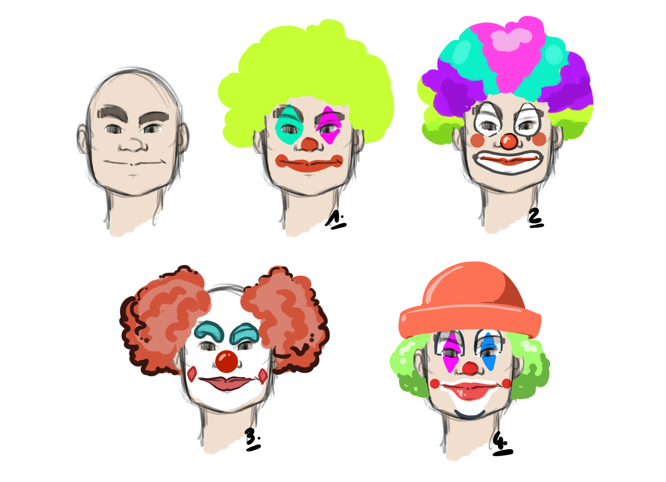 croquis du maquillage pour les clowns