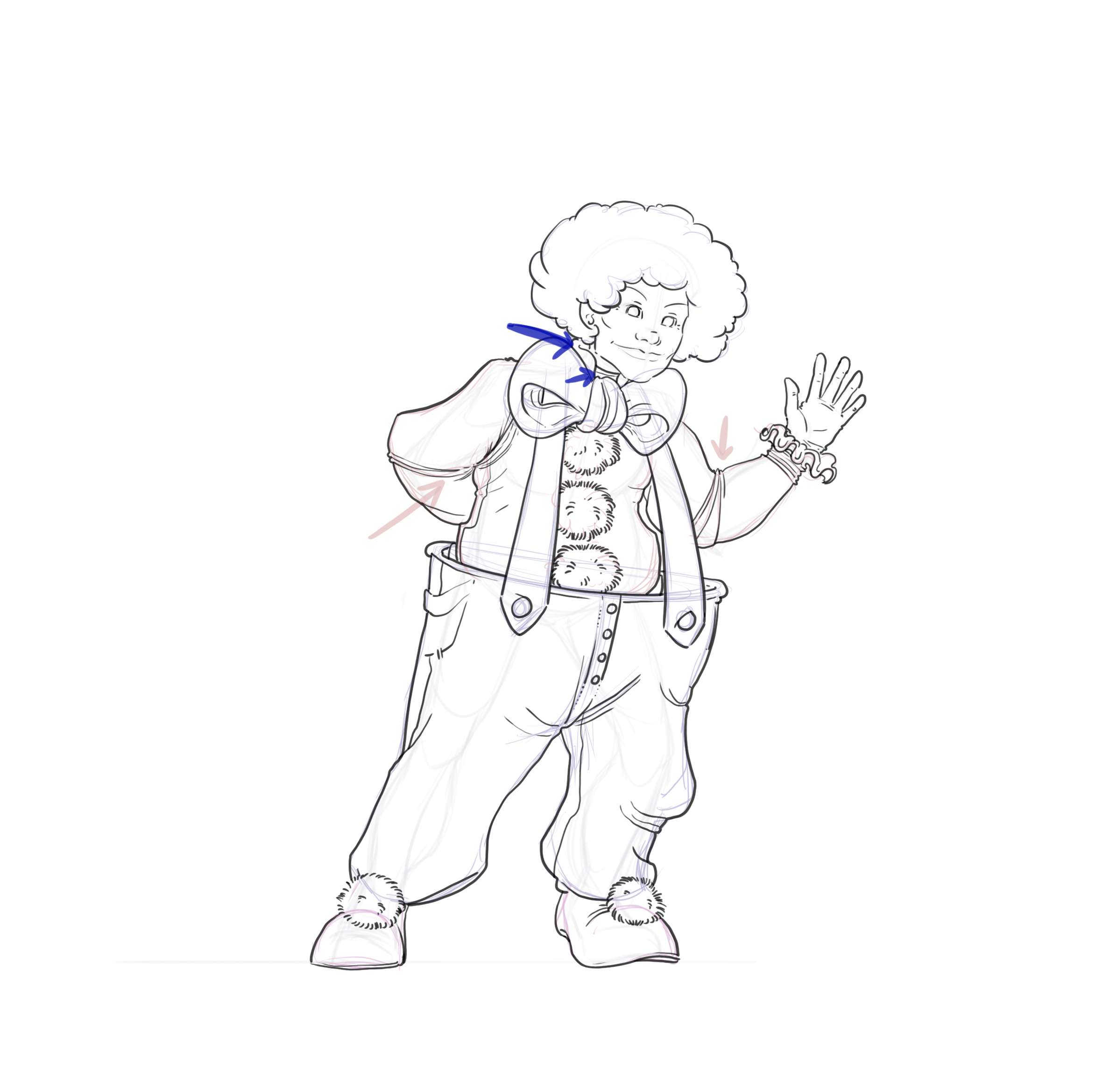 dessiner le col du cou et les pompons pour les chaussures