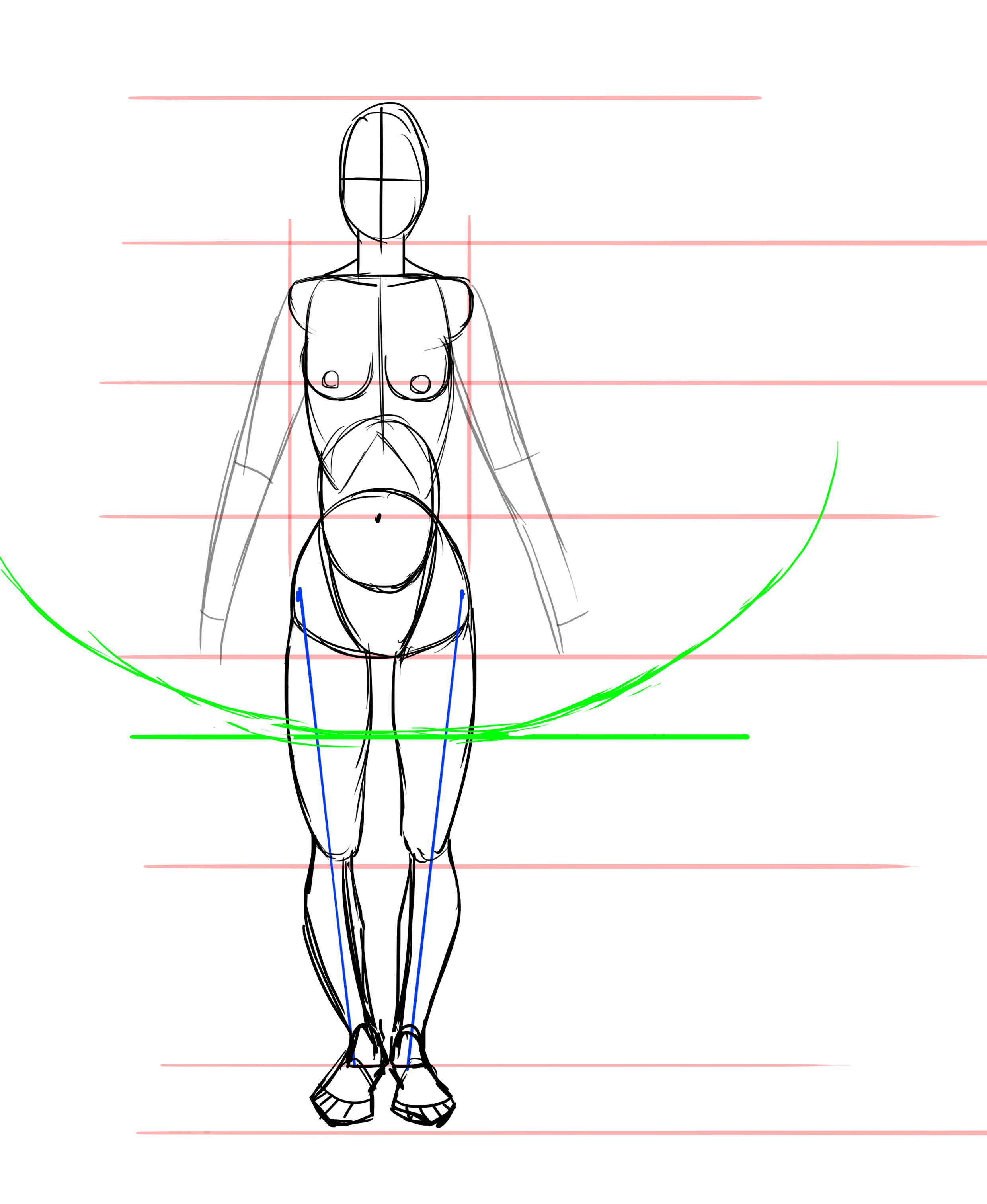 dessiner les bras d’une femme de face 2