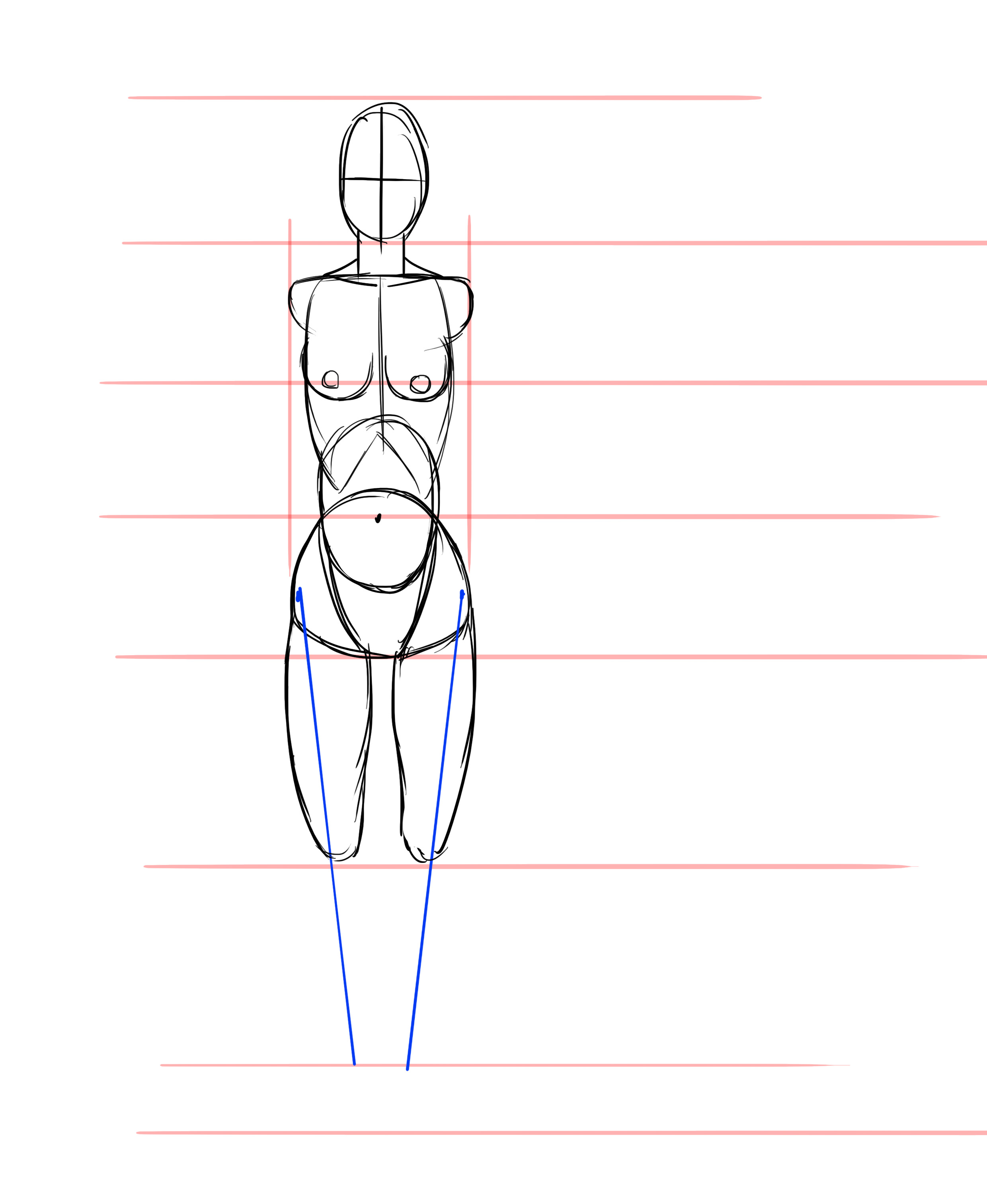 dessiner les jambes d’une femme de face