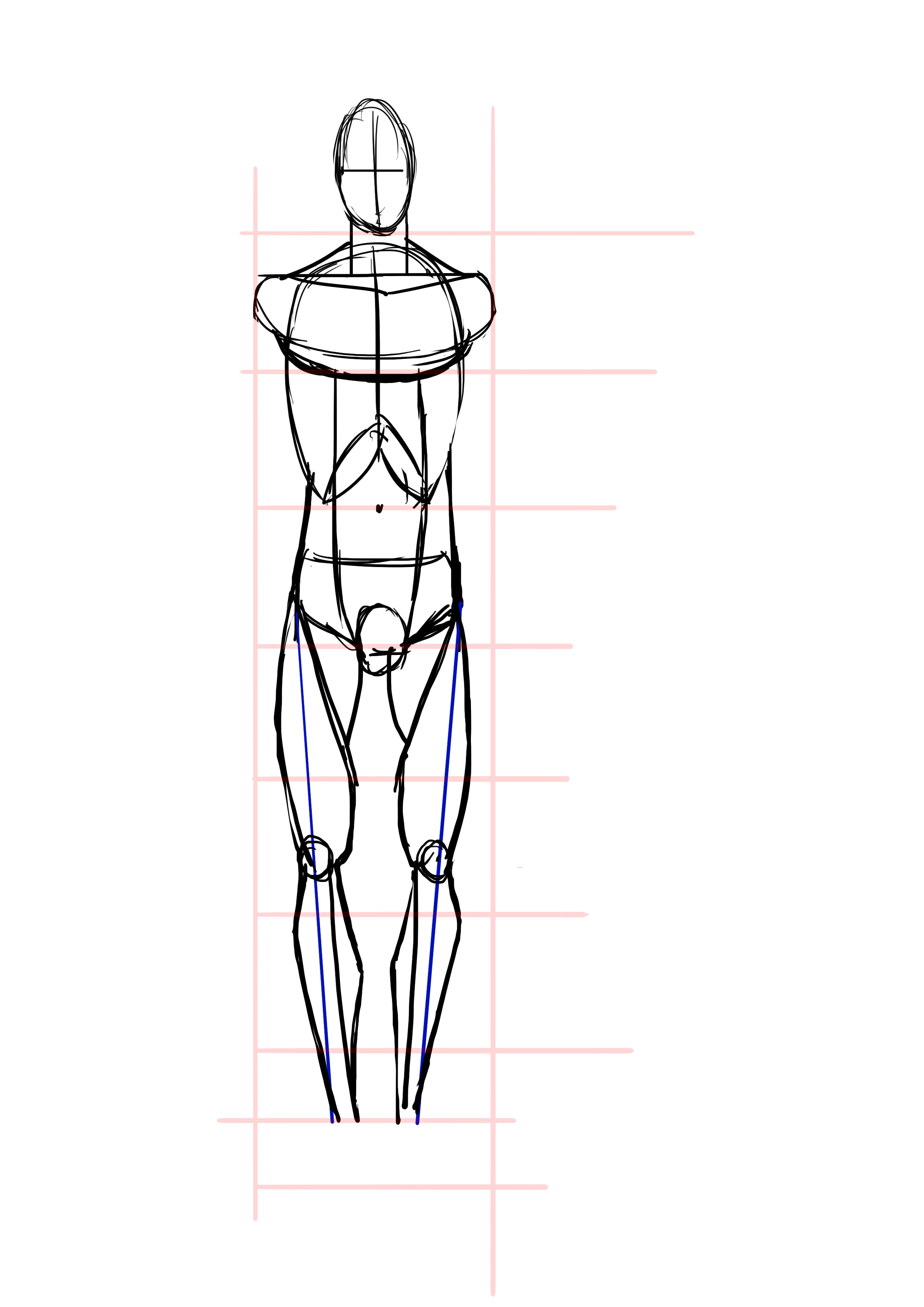 dessiner les mollets d’un homme de face