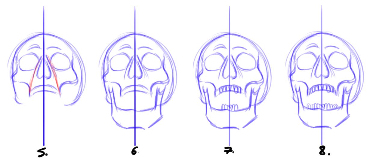dessiner un crâne étape 2