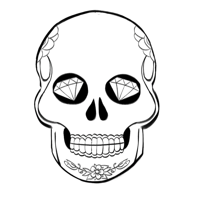 dessiner les ornements du deuxième crâne mexicain 2
