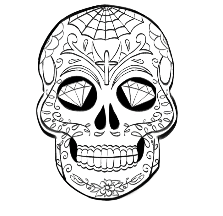 dessiner les ornements du deuxième crâne mexicain 6
