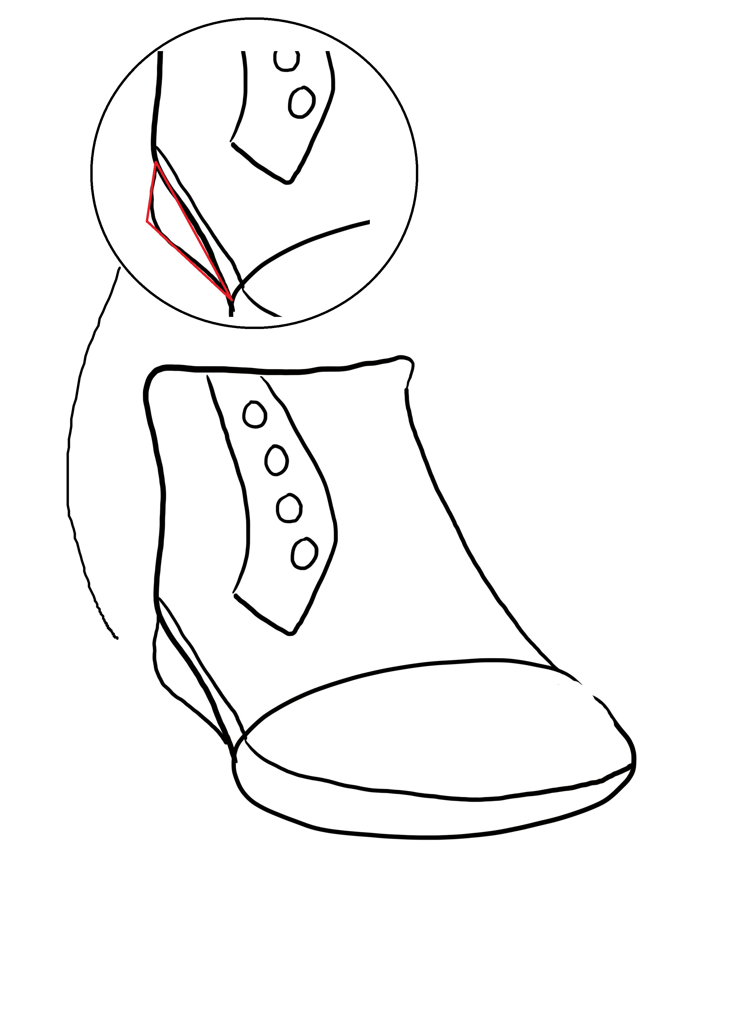 dessin difficile : la semelle de la chaussure