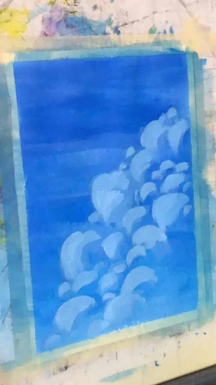 Malen Sie die Form der Wolken mit Acryl