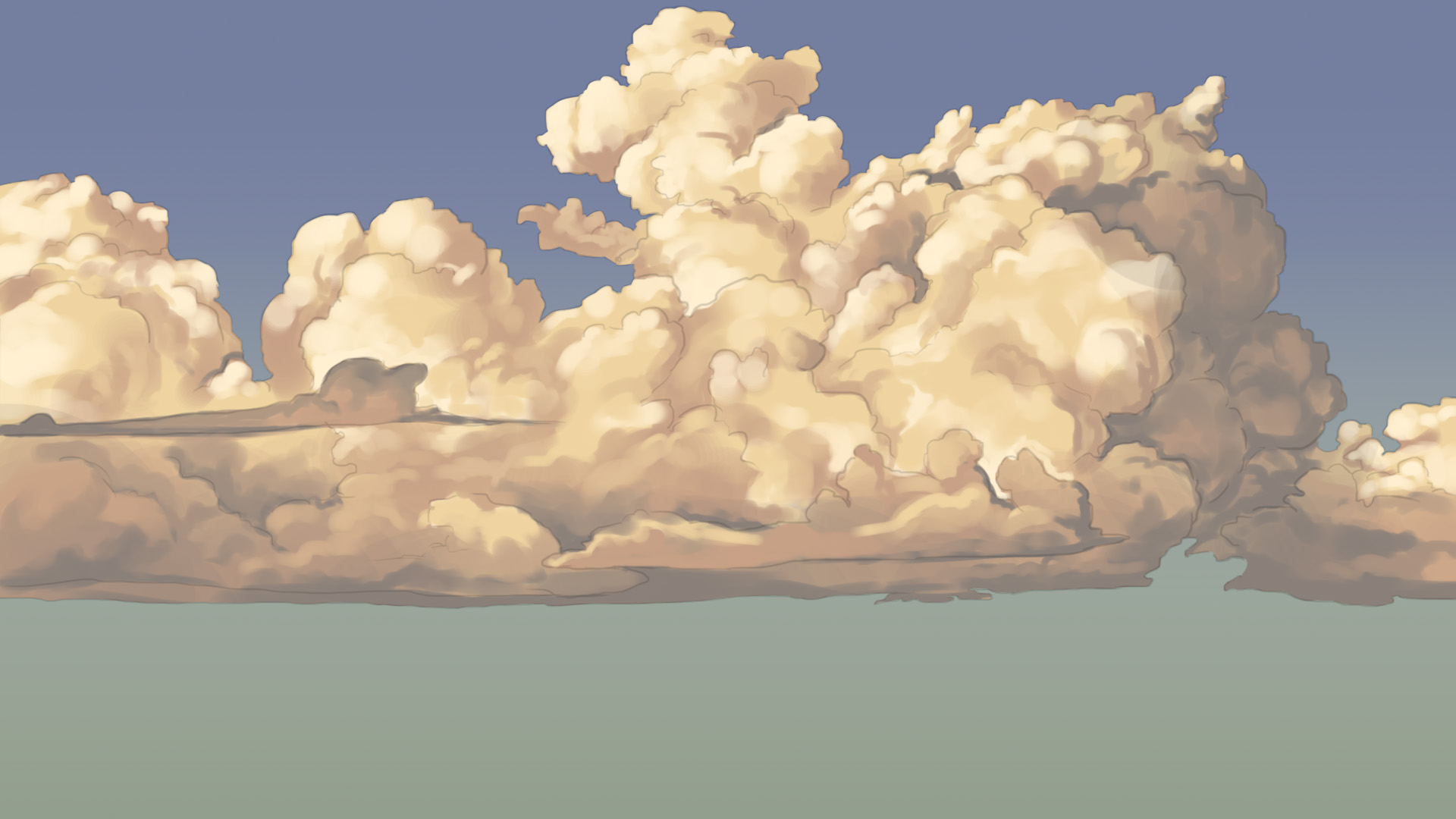 Dessin final de nuage dense en couleur