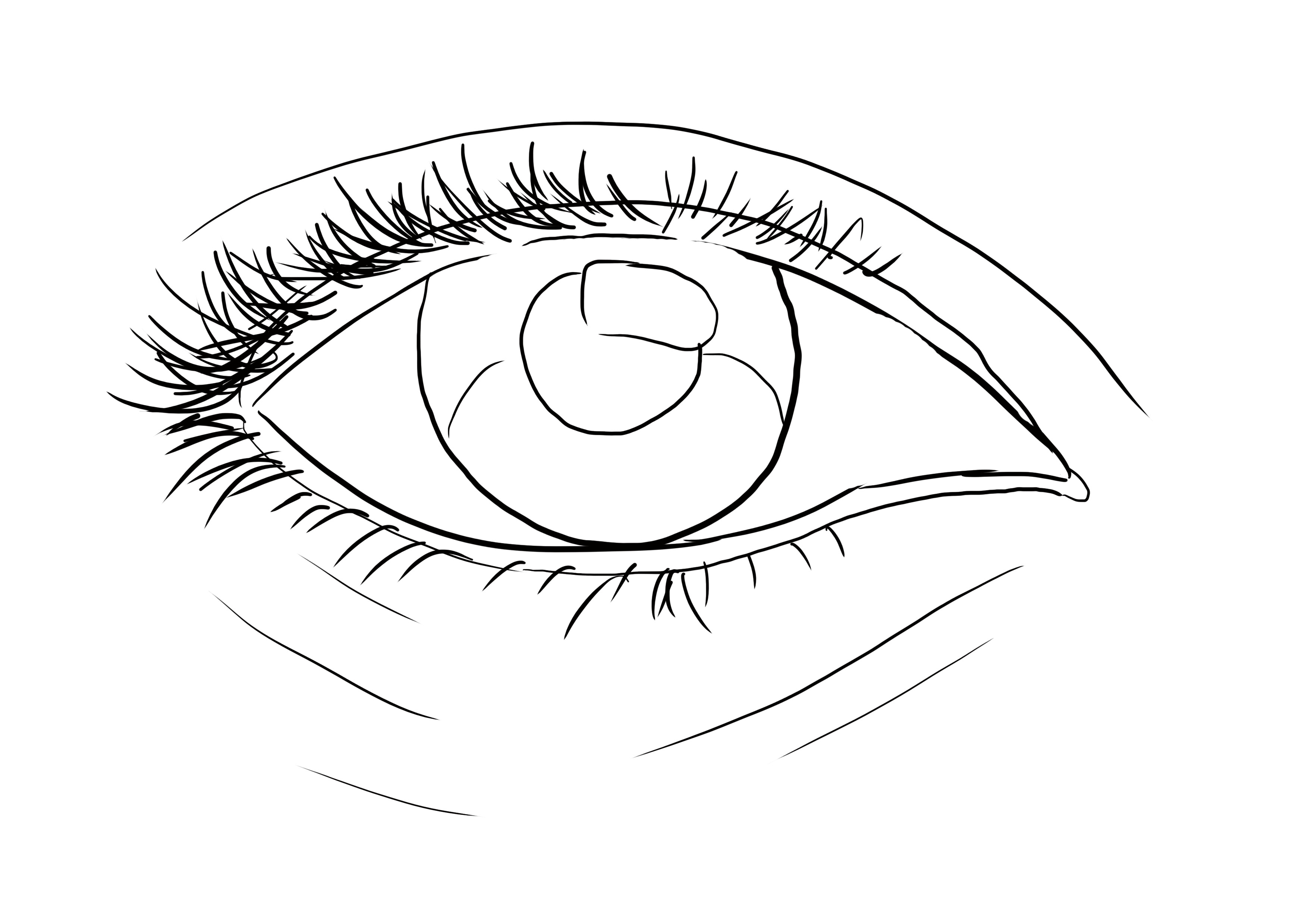 dessiner la pupille, les cils et les rides d’un œil qui pleure
