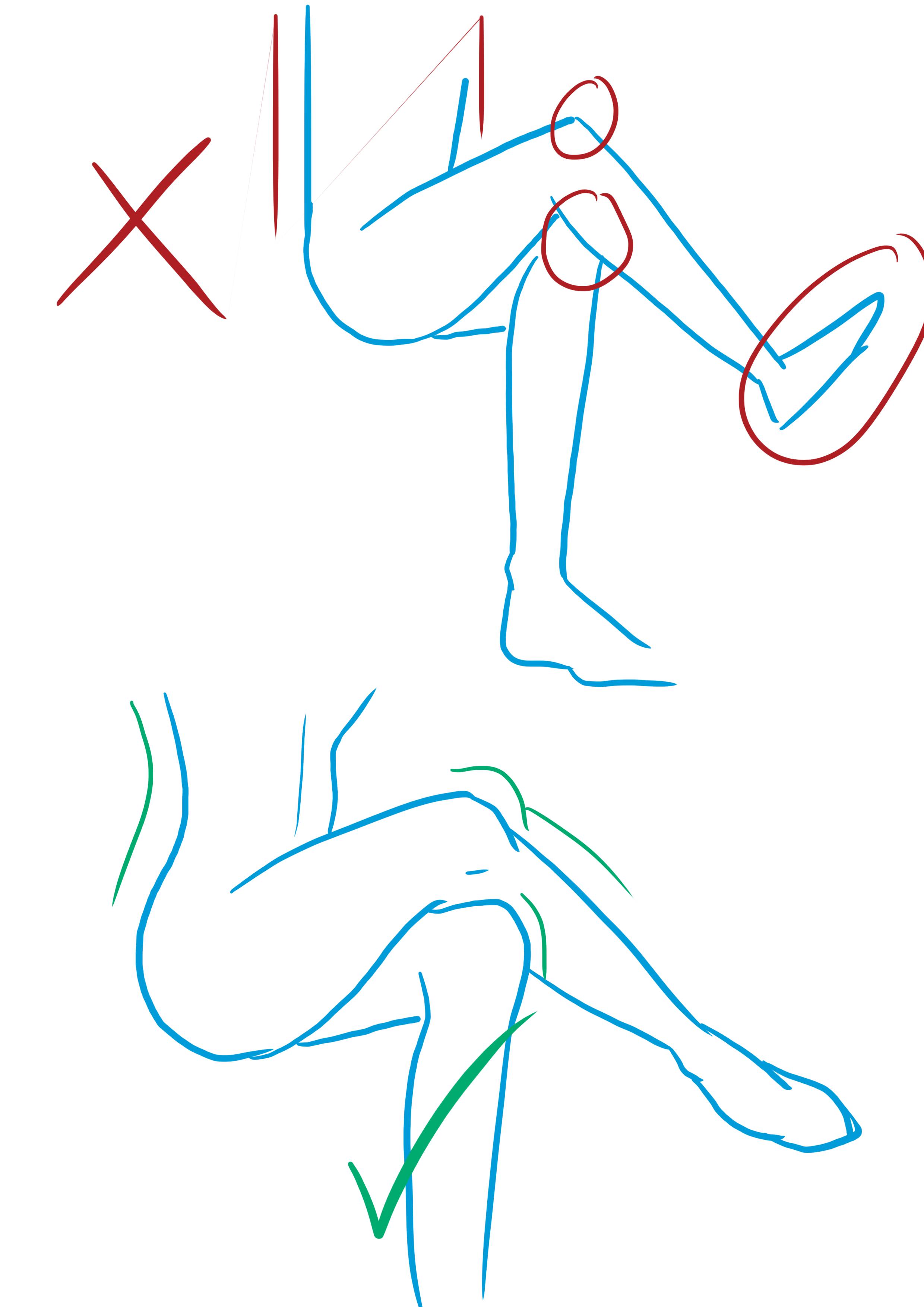 dessin schématique d’un personnage assis avec les jambes croisées
