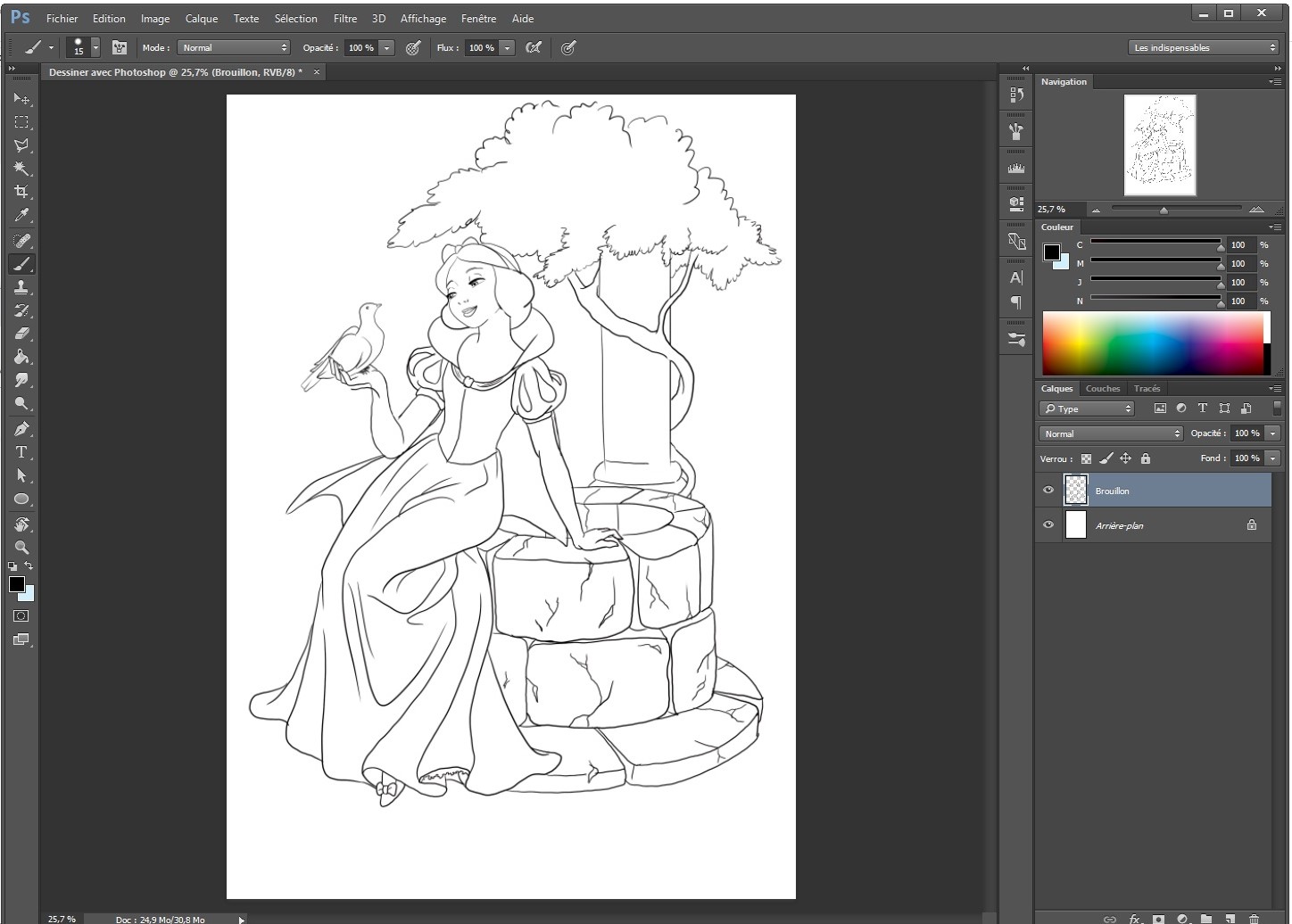 Réliser le croquis du dessin sur photoshop