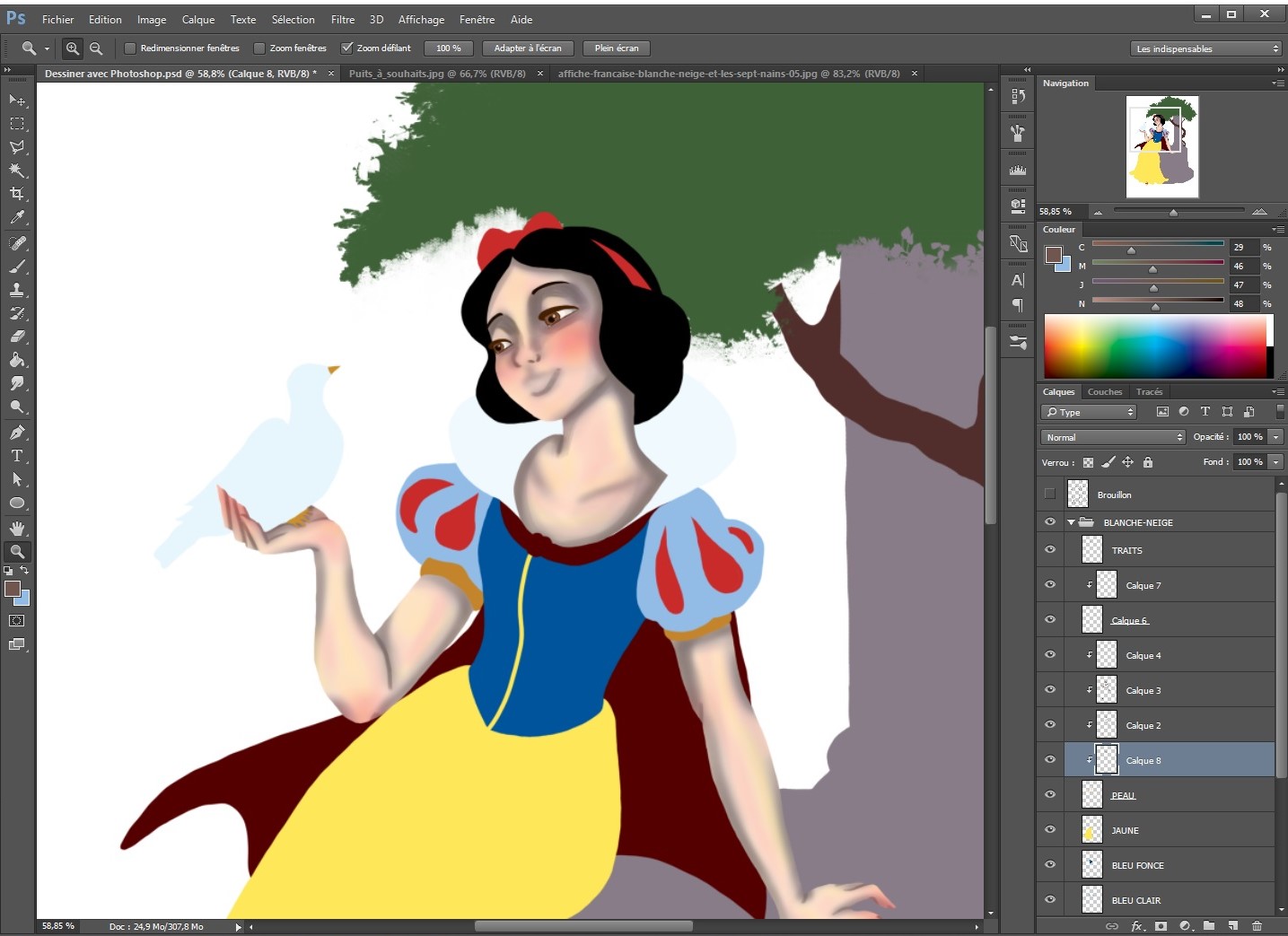 Appliquer les ombres et lumières au visage