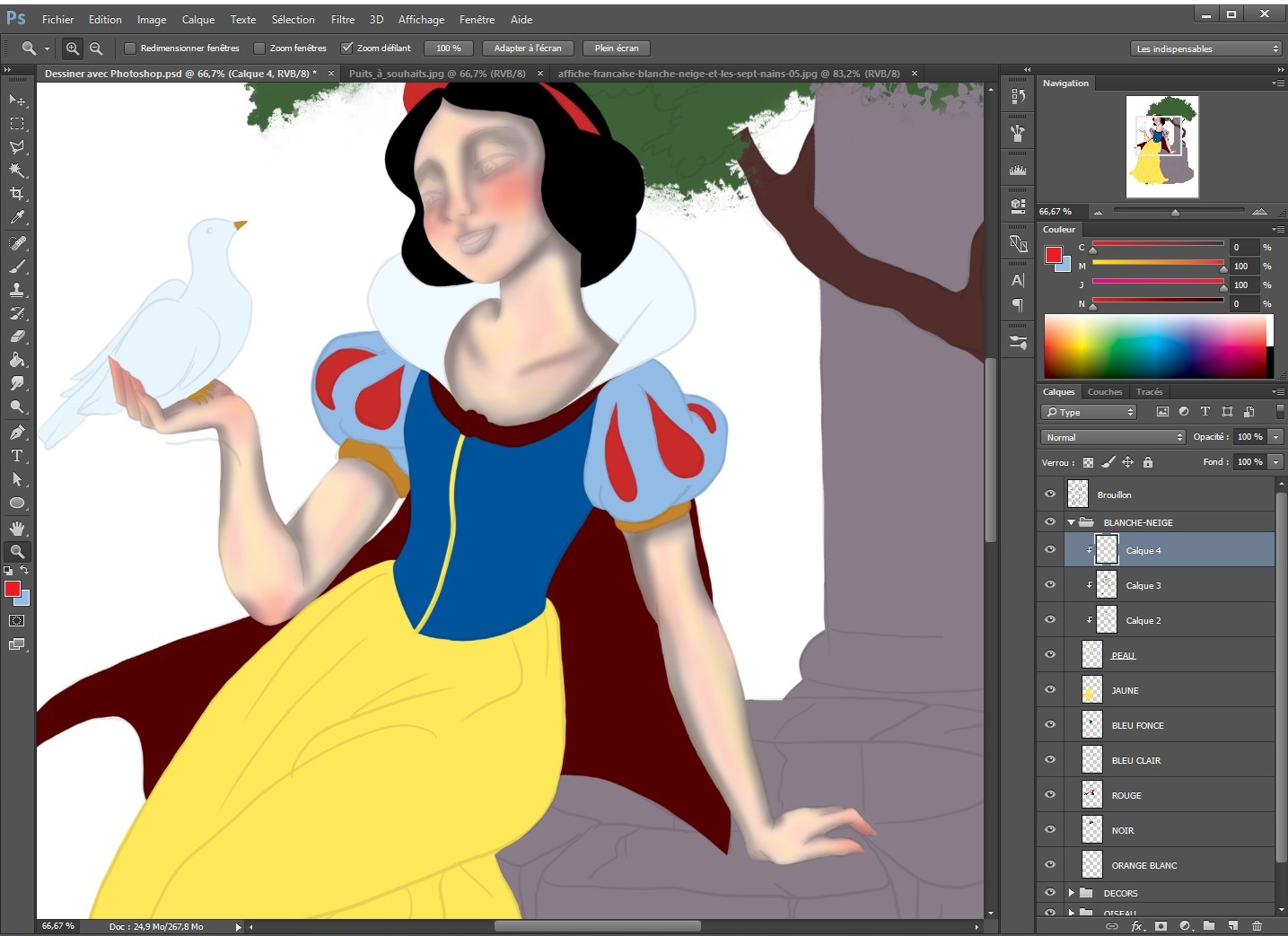 Appliquer d rouge sur la peau du dessin avec photoshop