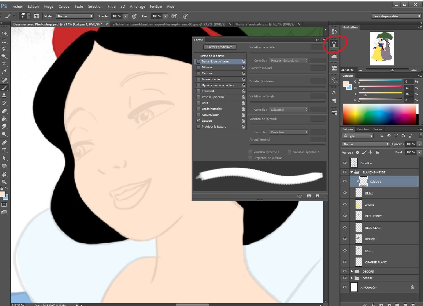 Gérer la transparence des ombres et lumières du dessin 1