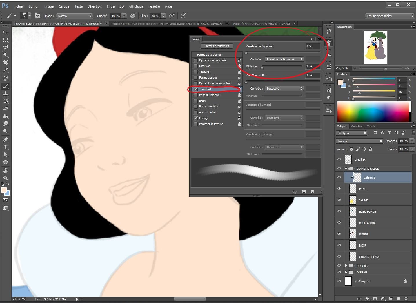 Gérer la transparence des ombres et lumières du dessin 2