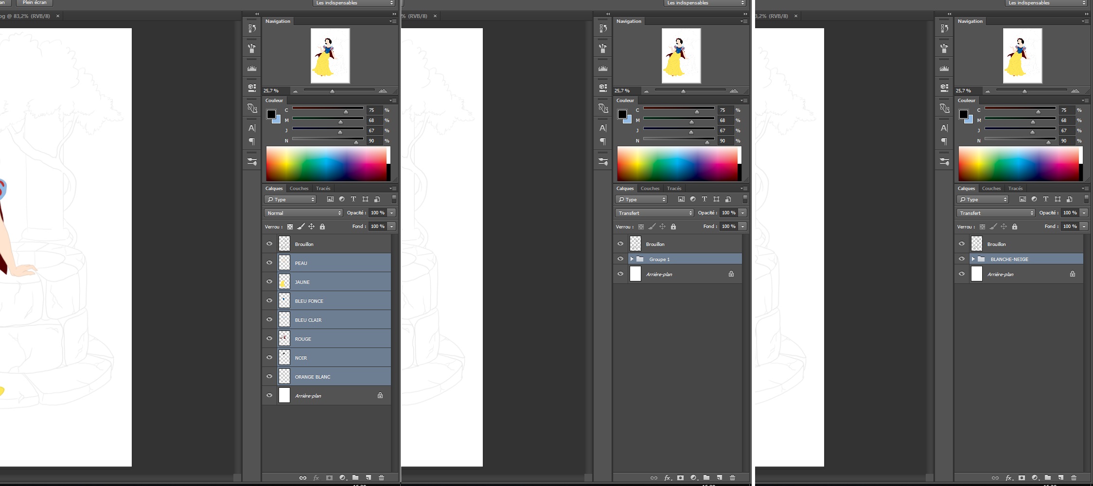 Trier les calques du dessin sur photoshop
