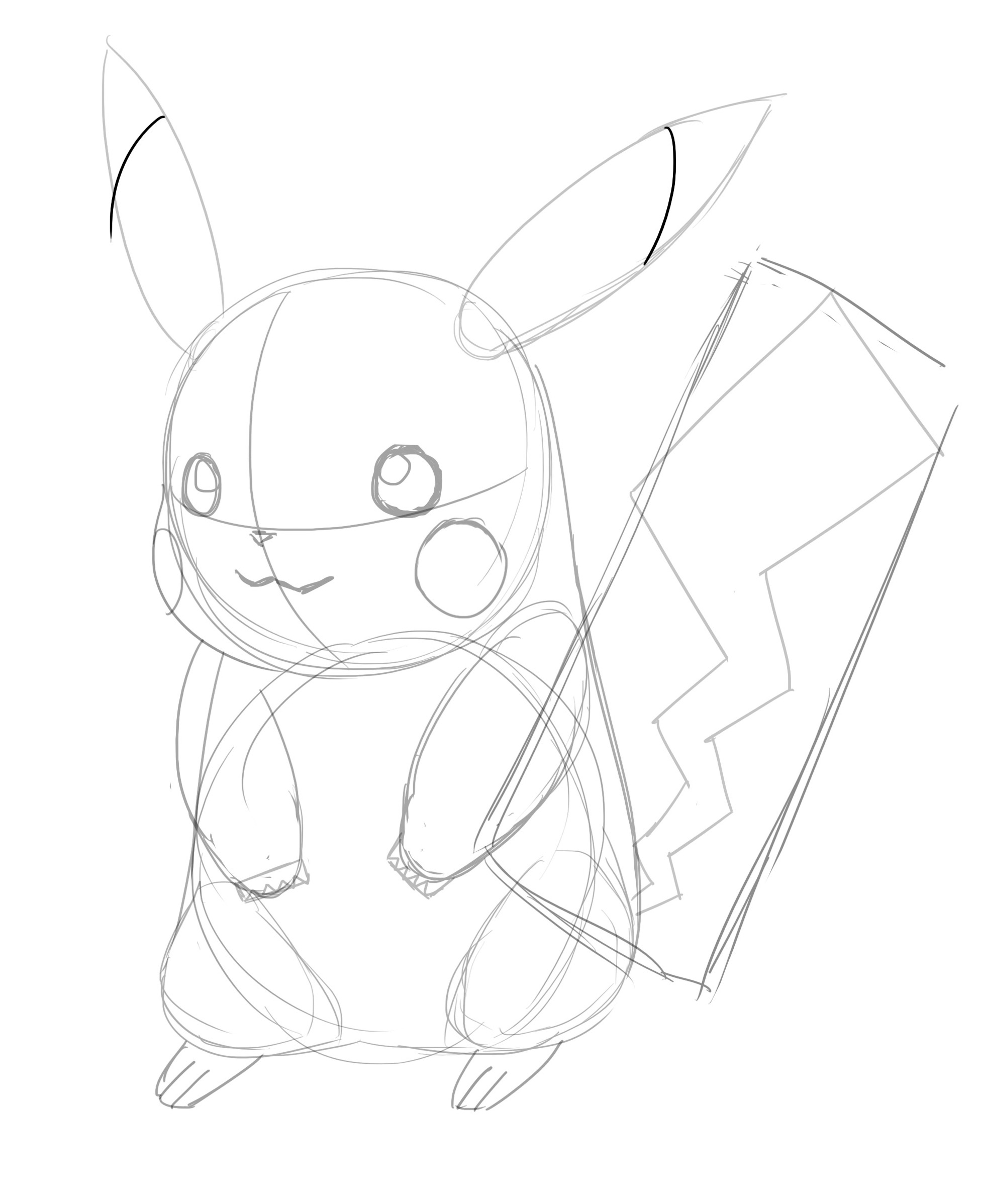 Dessiner les marques des oreilles de Pikachu