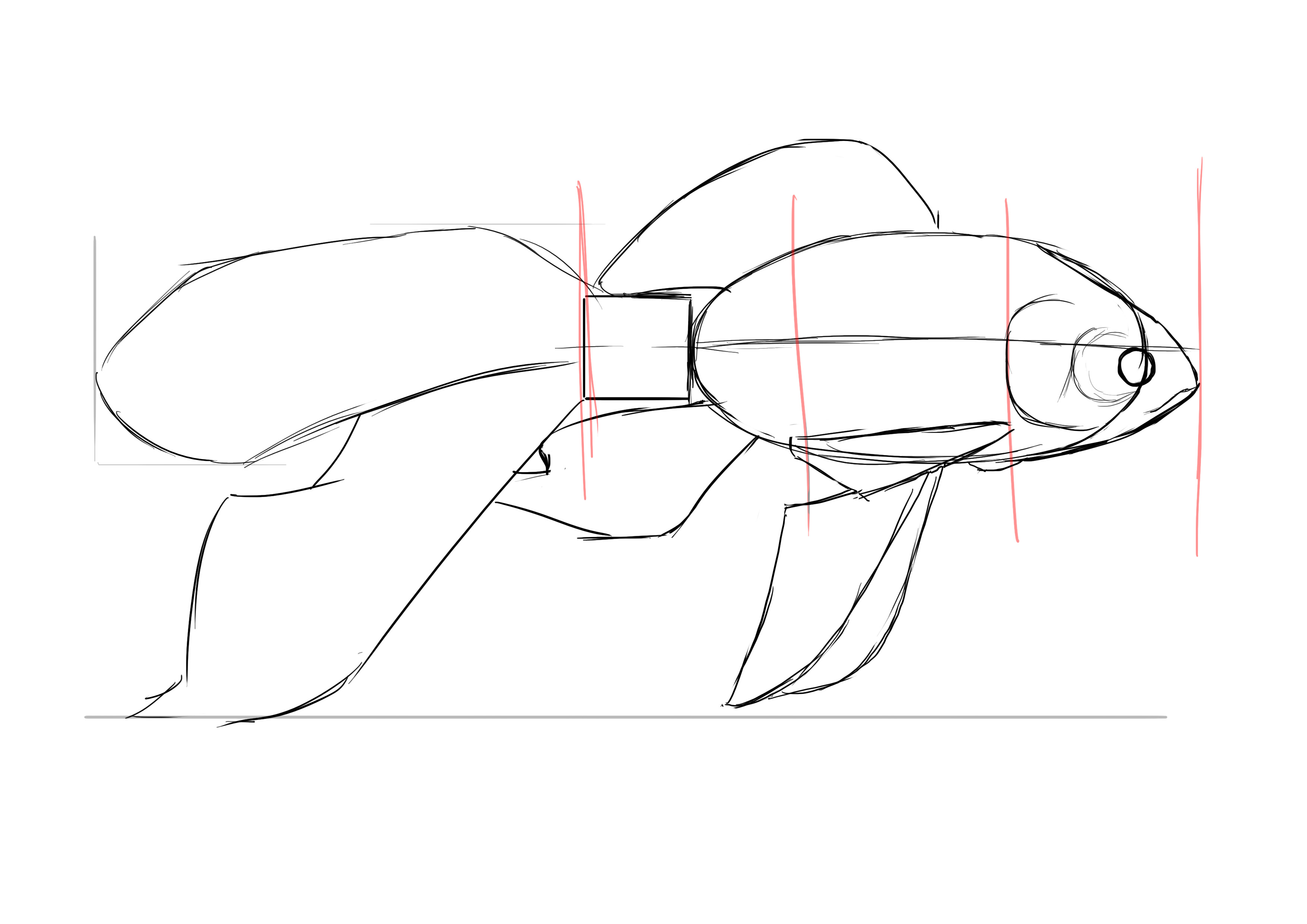 dessiner la bouche du poisson rouge