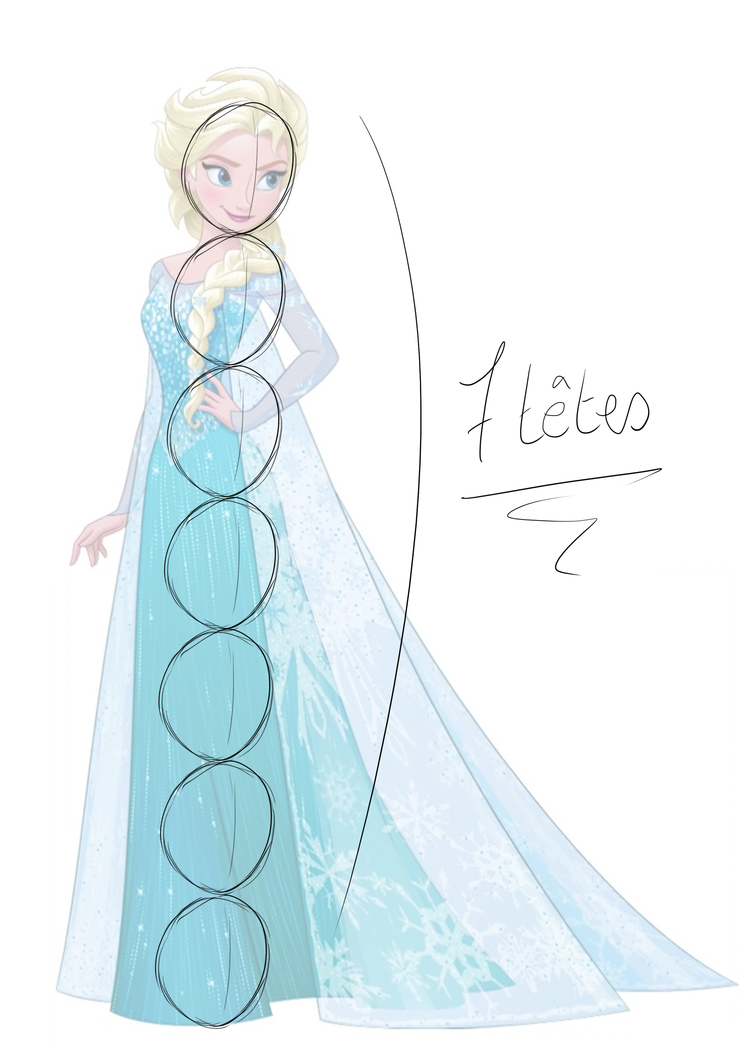 Proportions du dessin de la reine des neiges